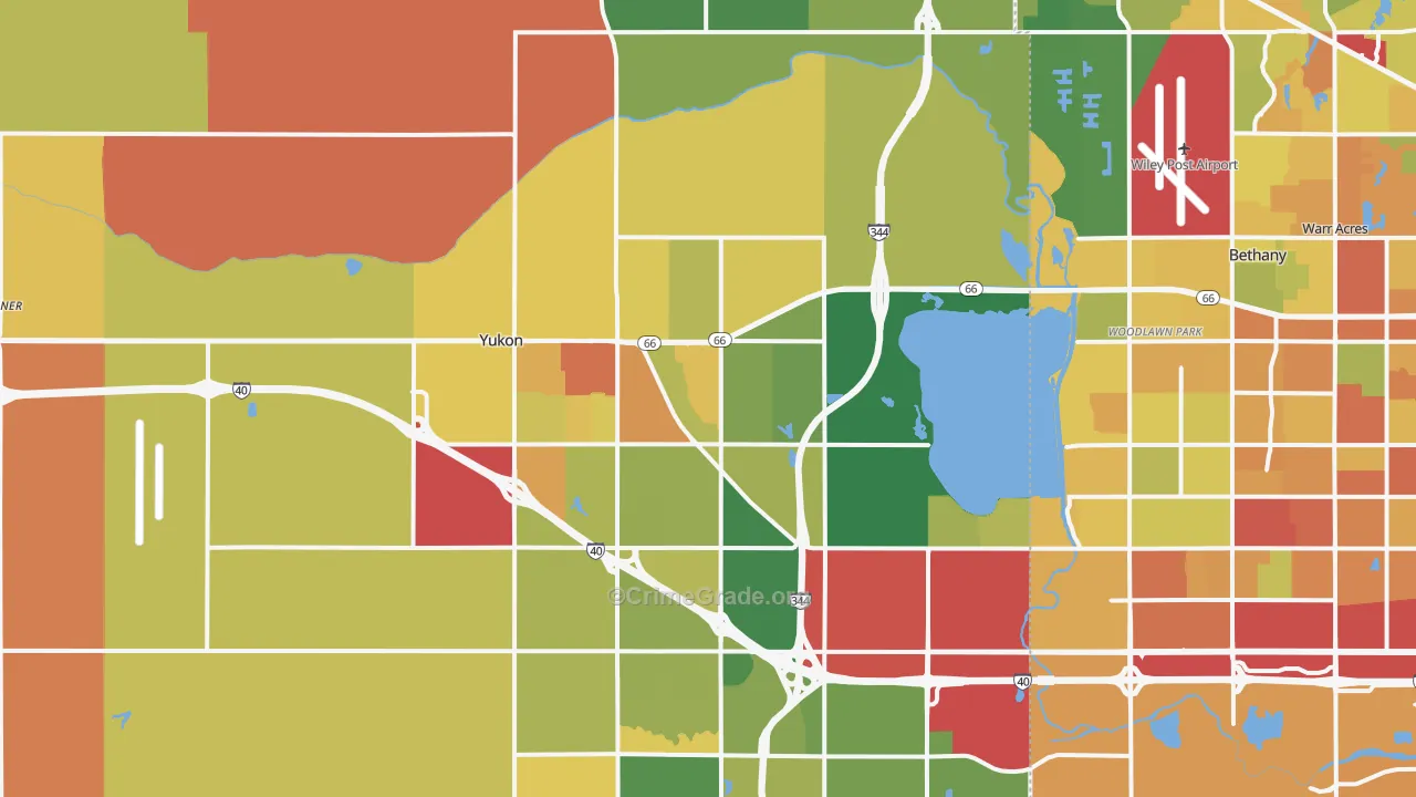 Yukon, OK Map of Murder Rates
