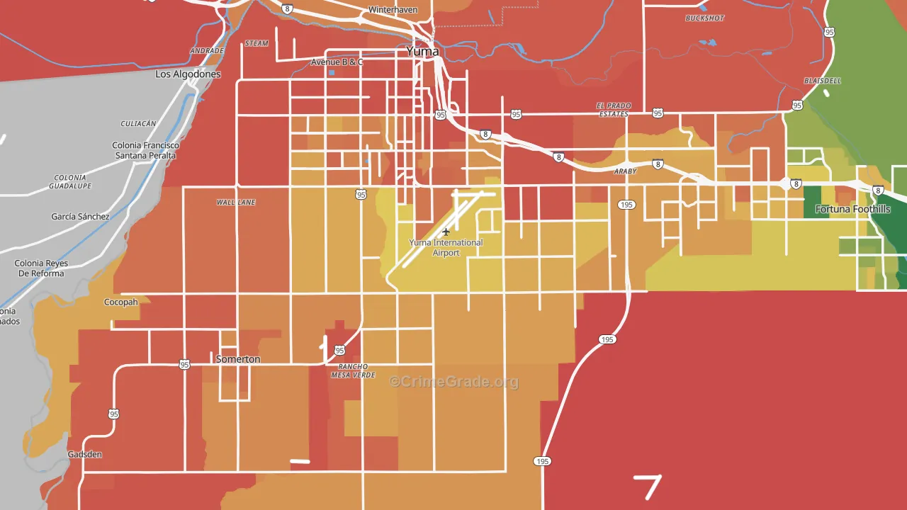 Yuma County, AZ Map of Murder Rates