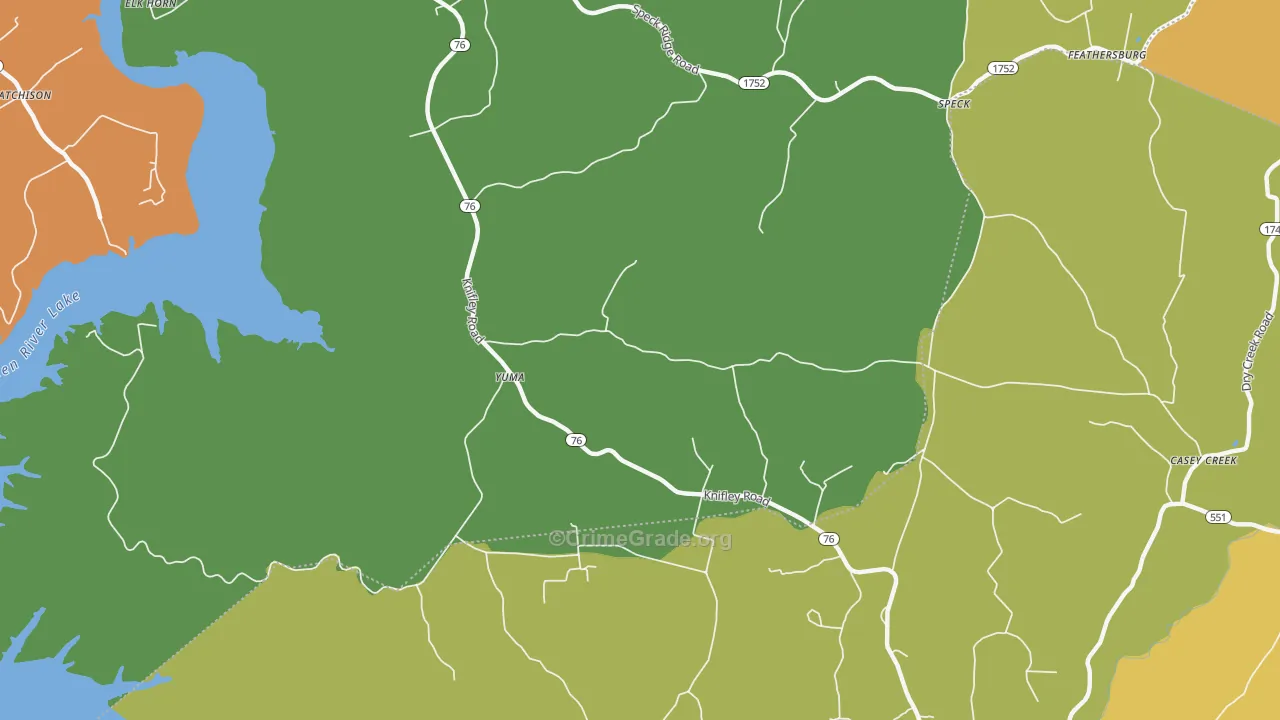 Yuma, KY Map of Murder Rates