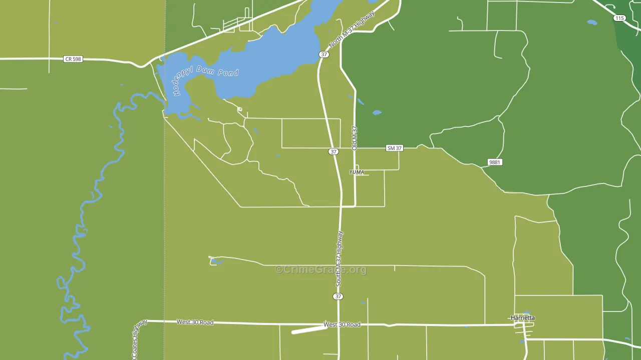 Yuma, MI Map of Murder Rates