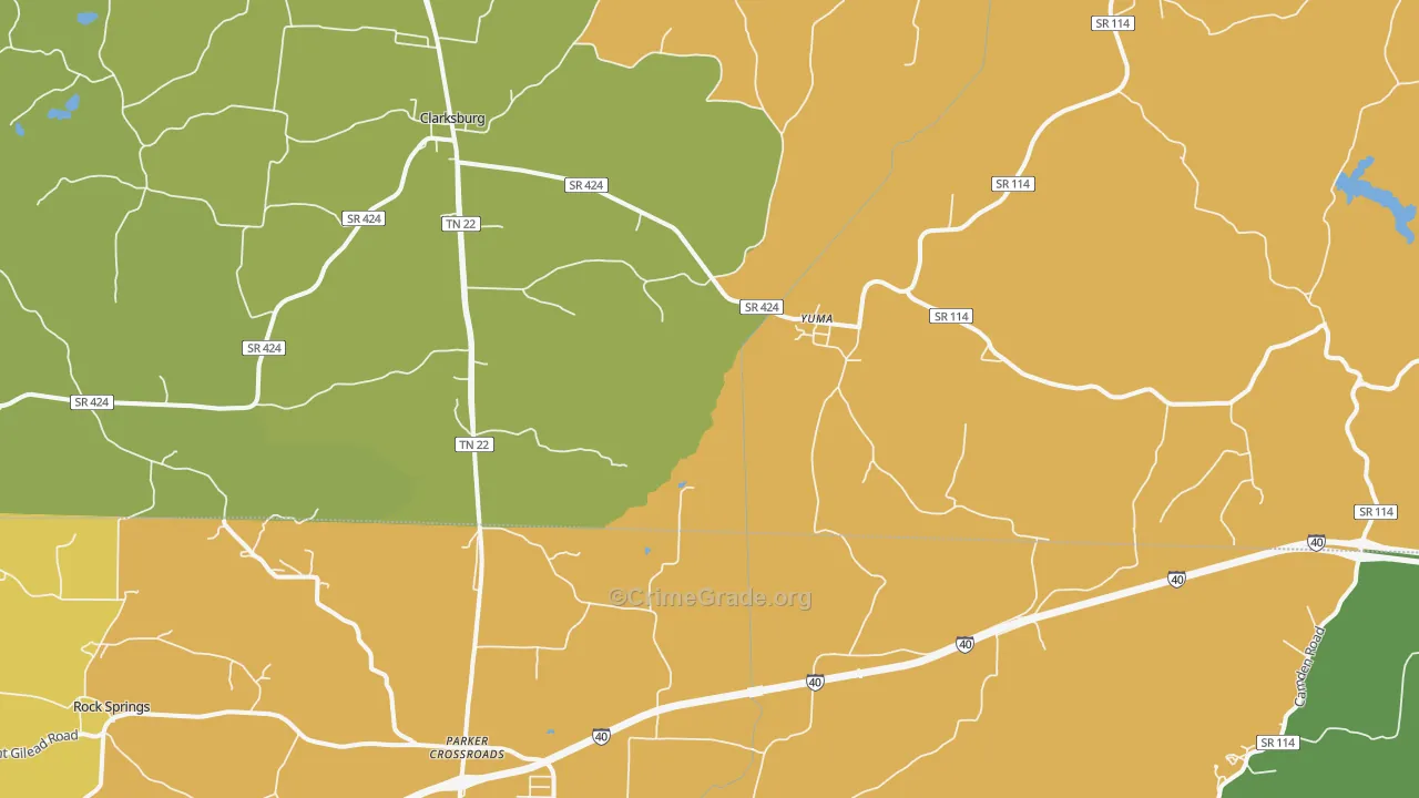 Yuma, TN Map of Murder Rates