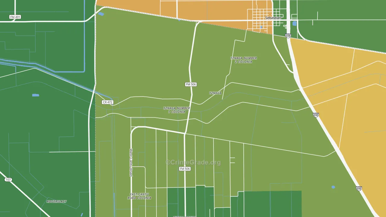 Yznaga, TX Map of Murder Rates