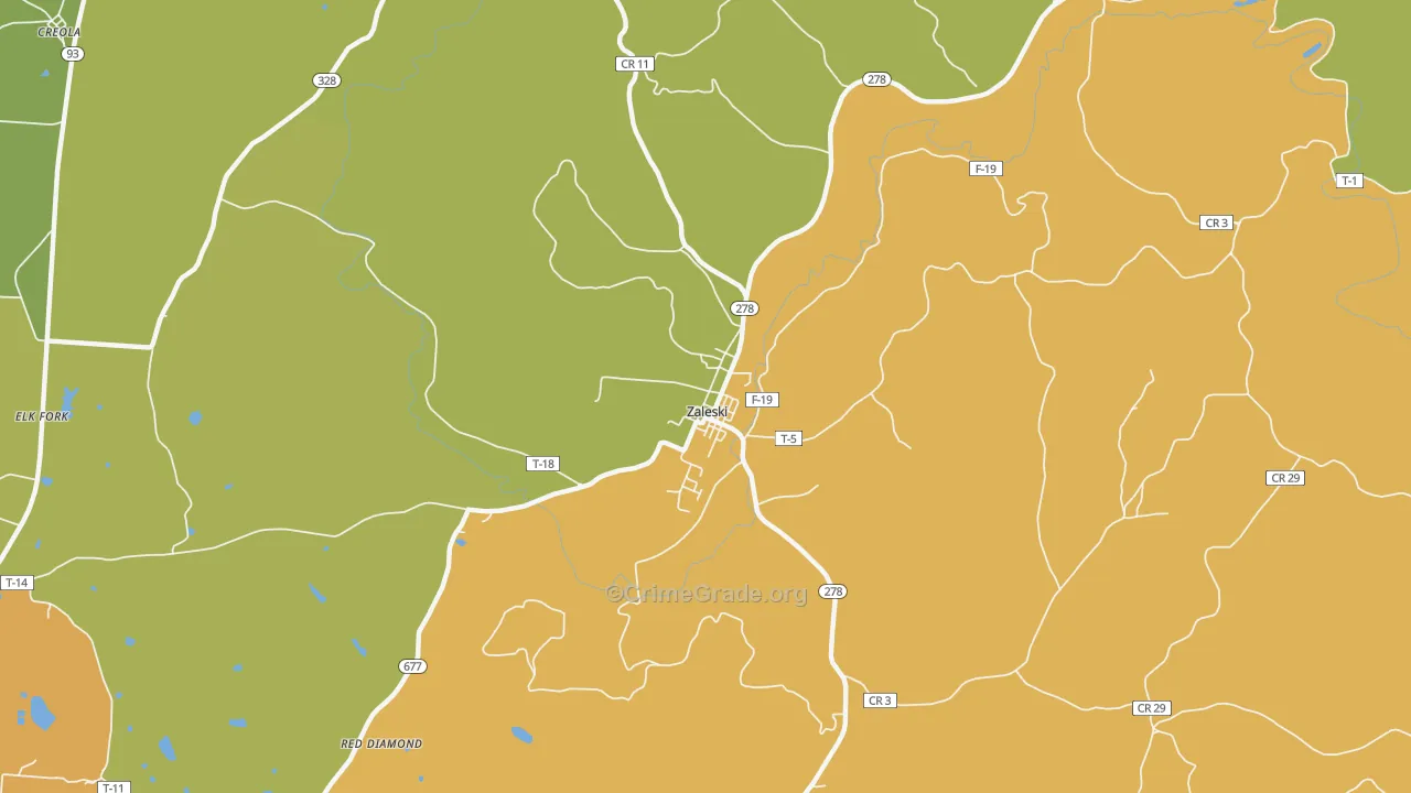Zaleski, OH Map of Murder Rates
