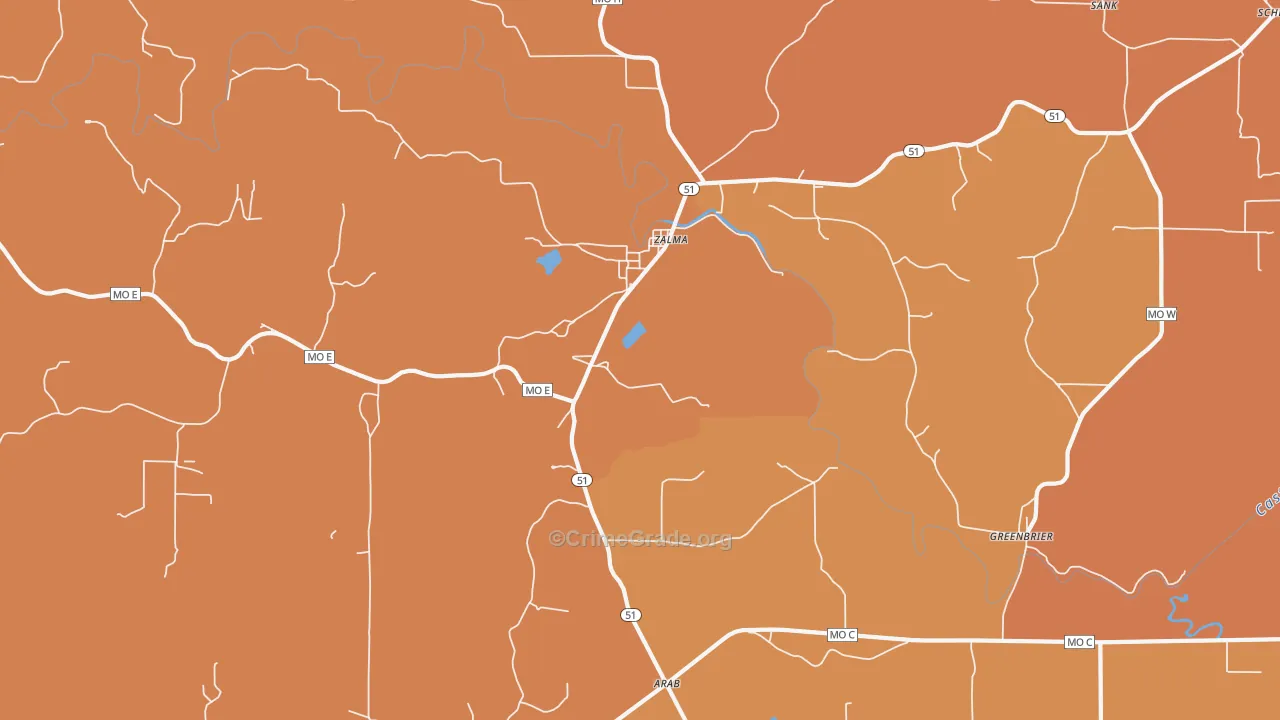 Zalma, MO Map of Murder Rates