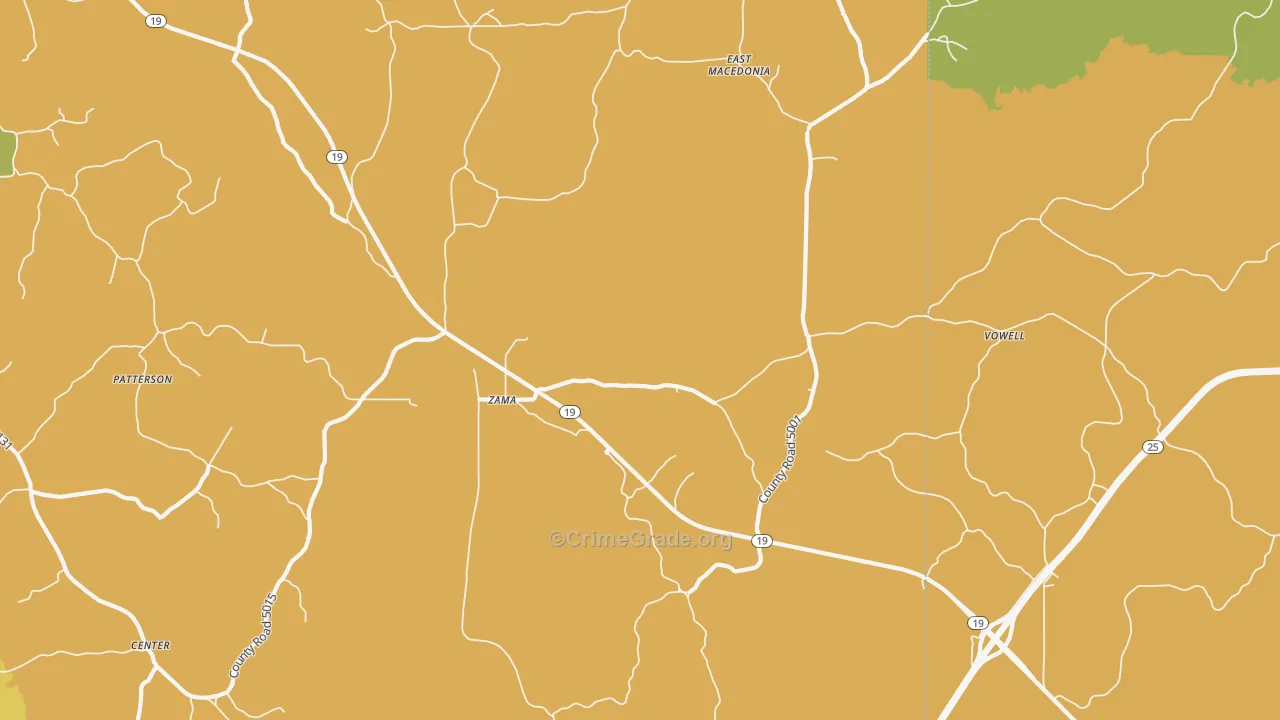 Zama, MS Map of Murder Rates