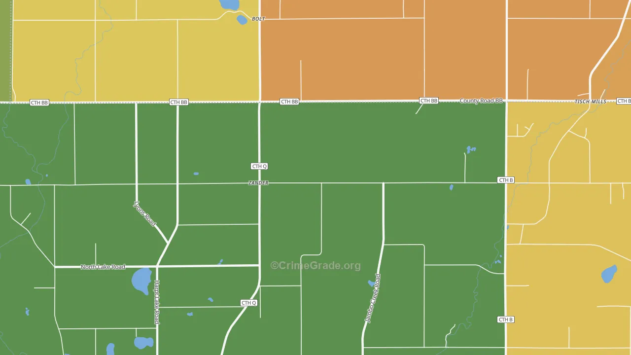 Zander, WI Map of Murder Rates