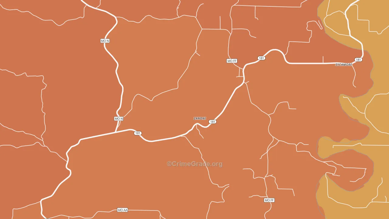 Zanoni, MO Map of Murder Rates