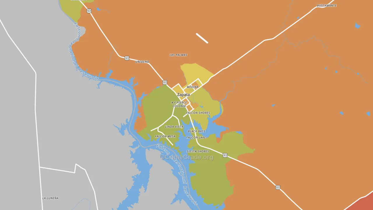 Zapata County, TX Map of Murder Rates