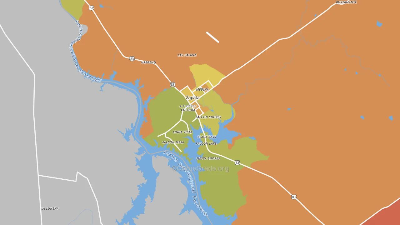 Zapata, TX Map of Murder Rates