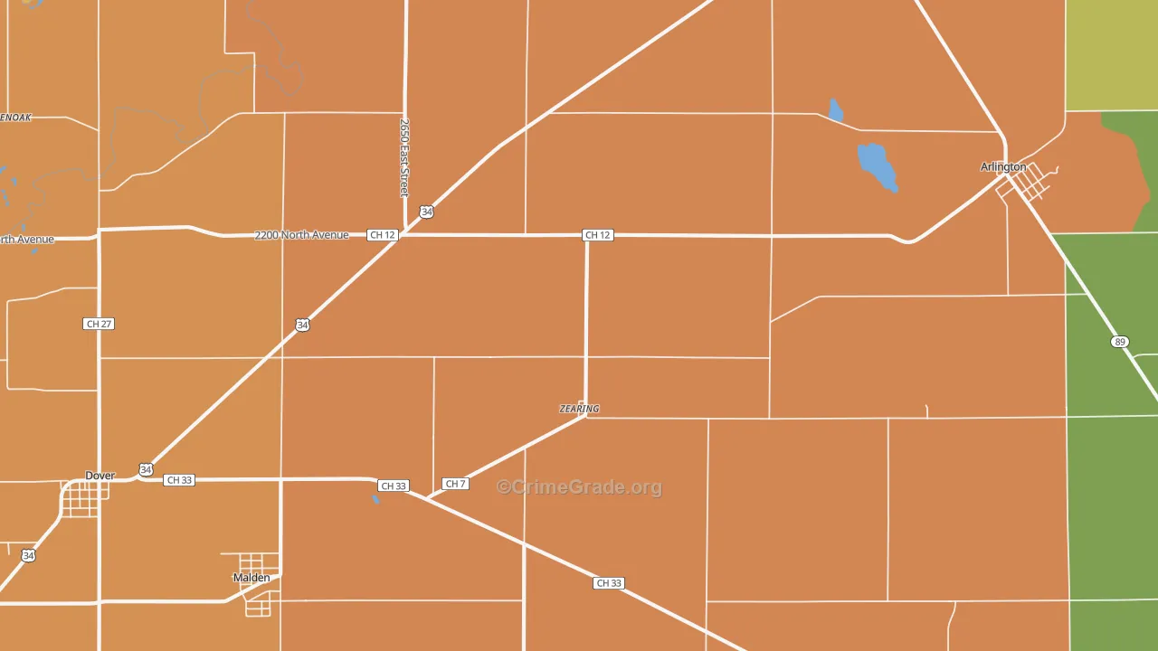 Zearing, IL Map of Murder Rates