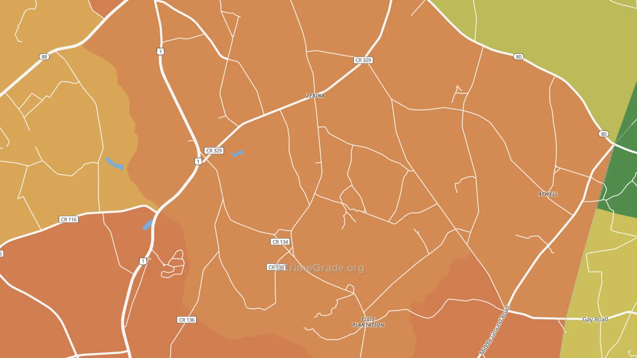 Zebina, GA Map of Murder Rates