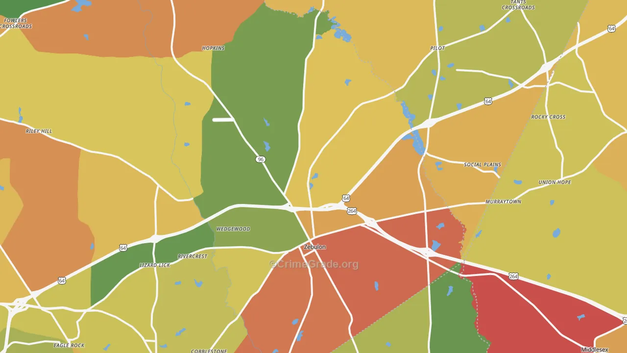 Zebulon, NC Map of Murder Rates