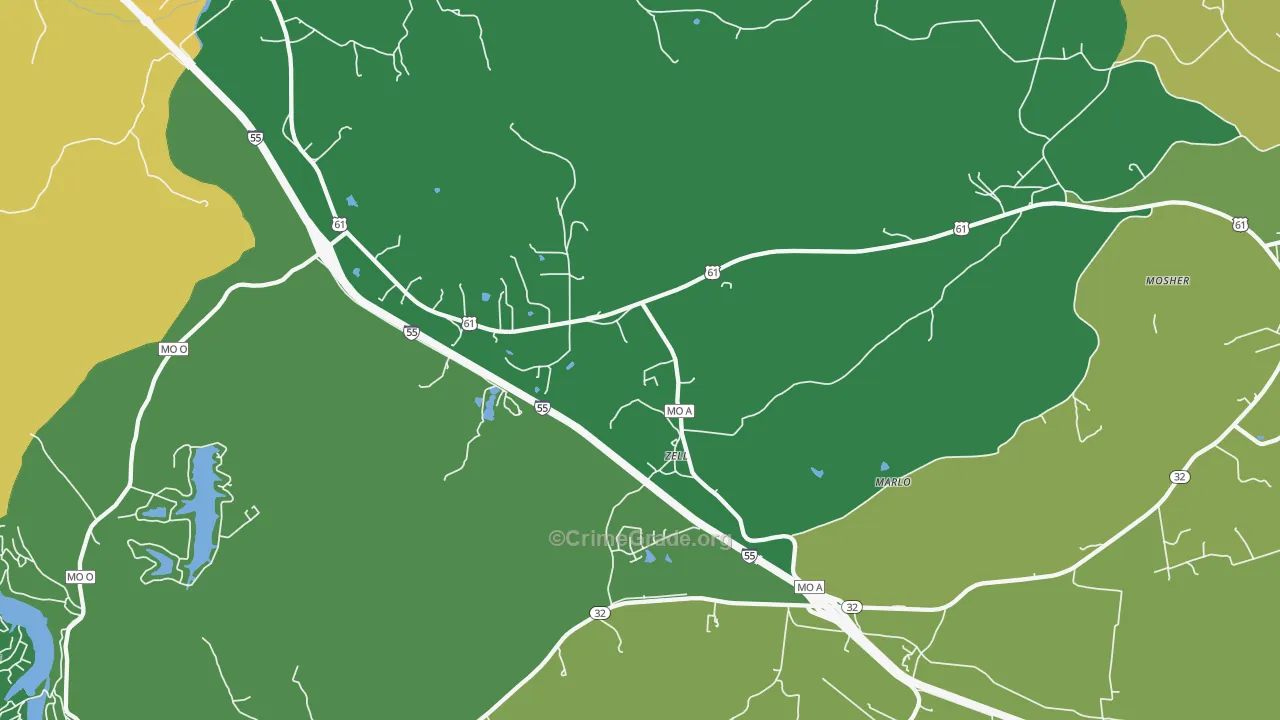 Zell, MO Map of Murder Rates
