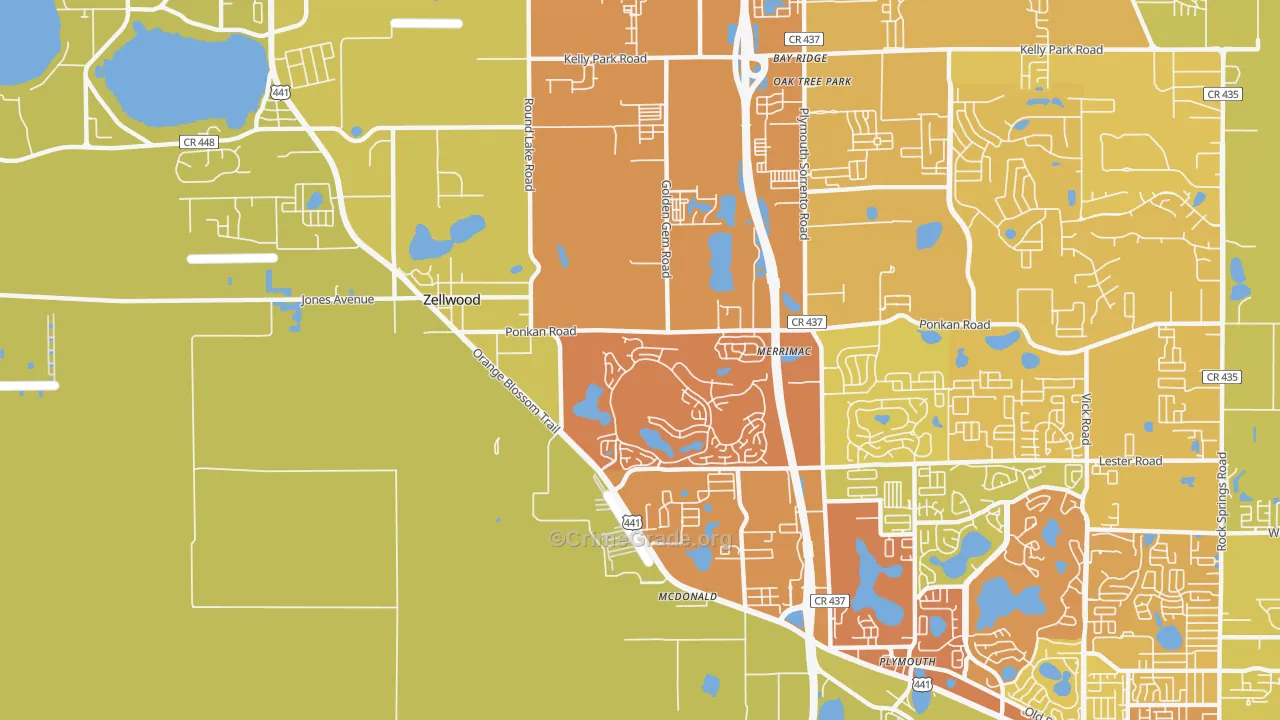 Zellwood, FL Map of Murder Rates