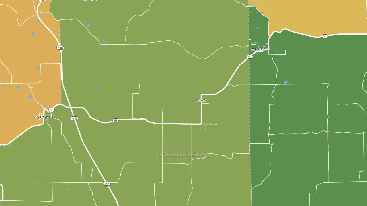 Zelma, IN Map of Murder Rates