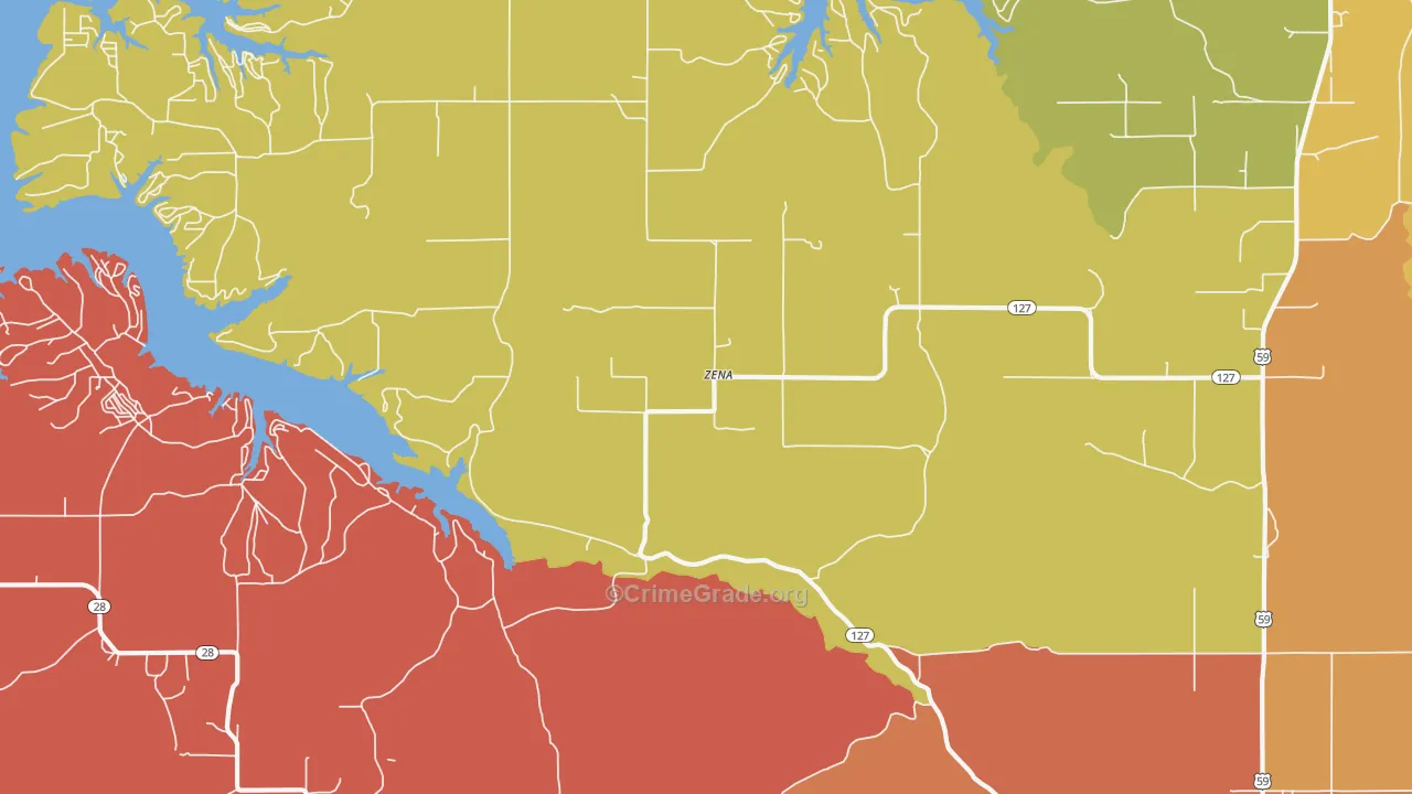 Zena, OK Map of Murder Rates