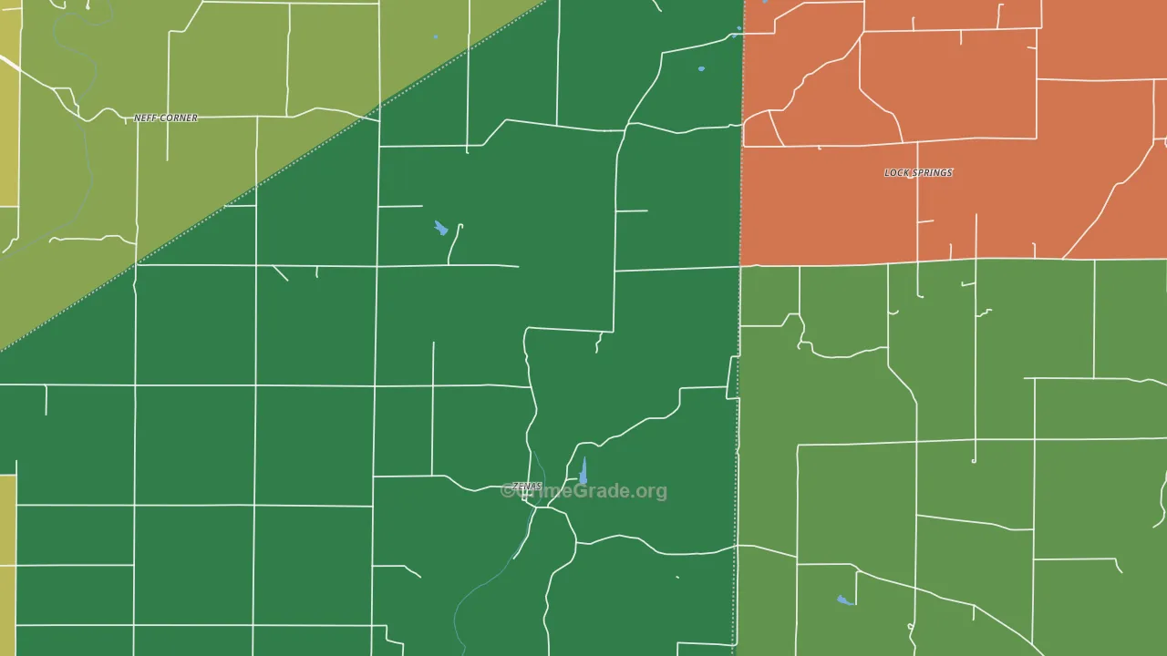 Zenas, IN Map of Murder Rates