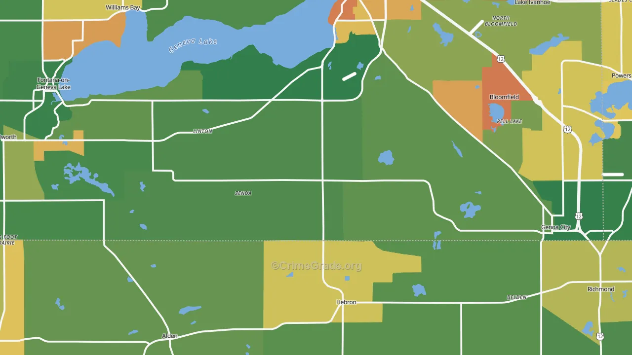 Zenda, WI Map of Murder Rates