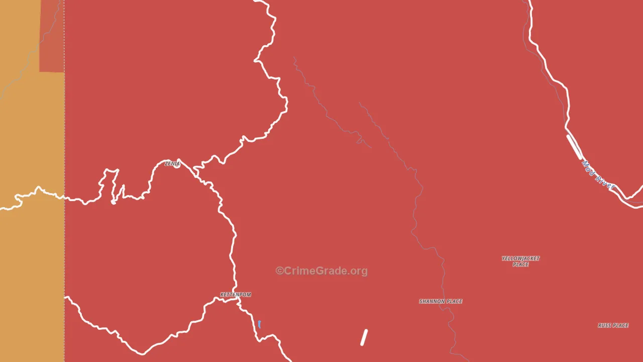 Zenia, CA Map of Murder Rates
