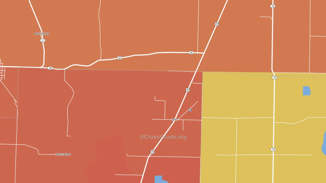 Zent, AR Map of Murder Rates