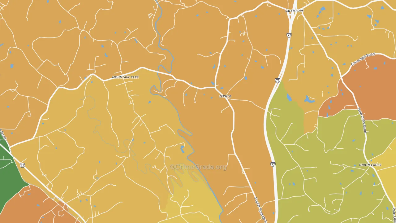 Zephyr, NC Map of Murder Rates