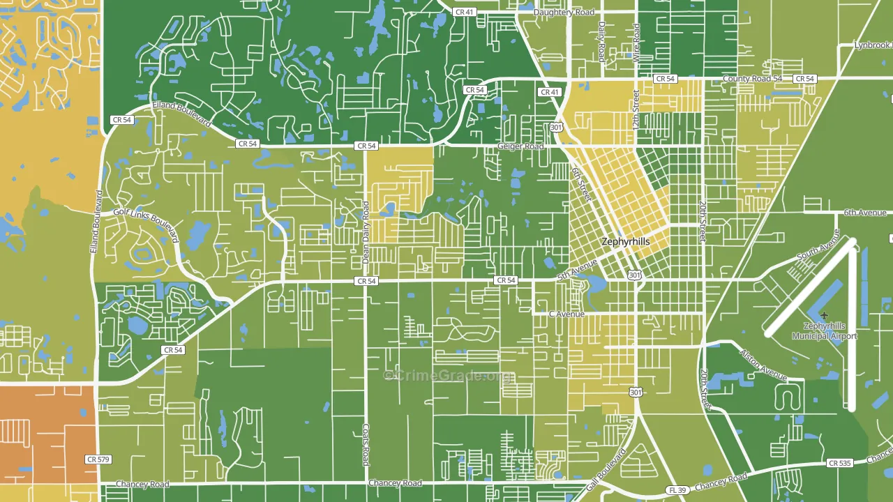 Zephyrhills West, FL Map of Murder Rates