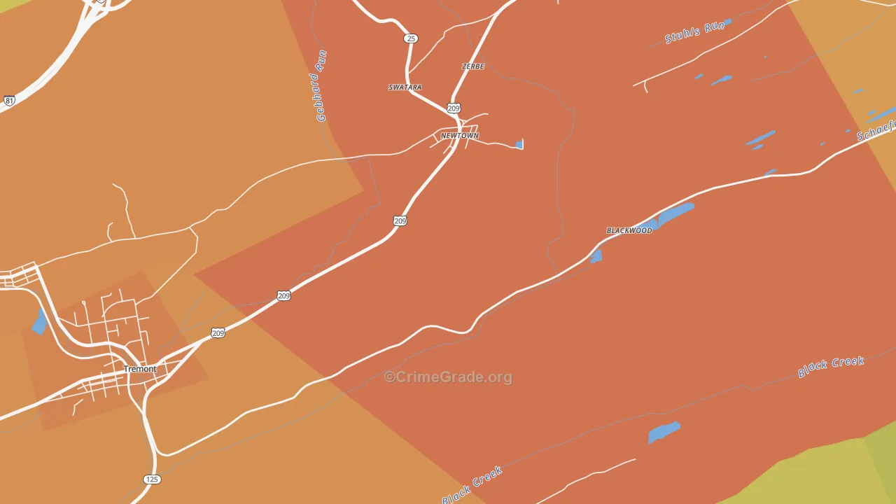 Zerbe, PA Map of Murder Rates