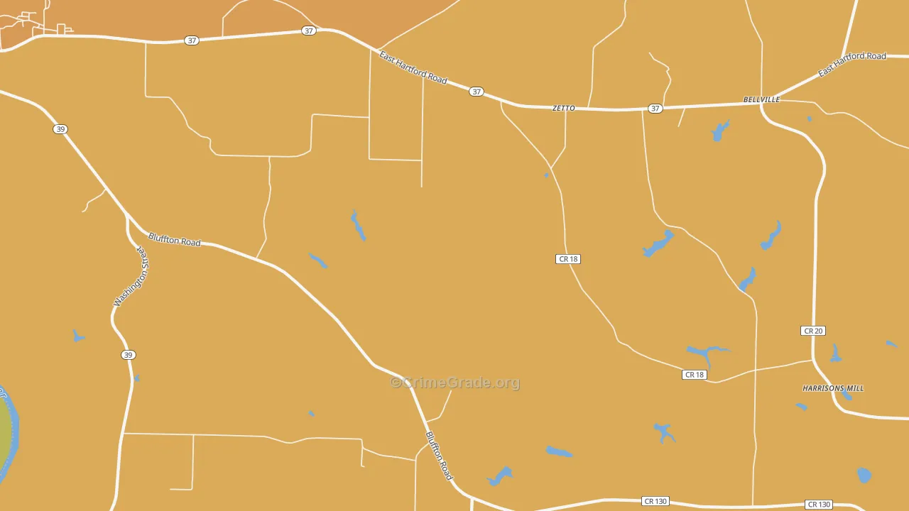 Zetto, GA Map of Murder Rates