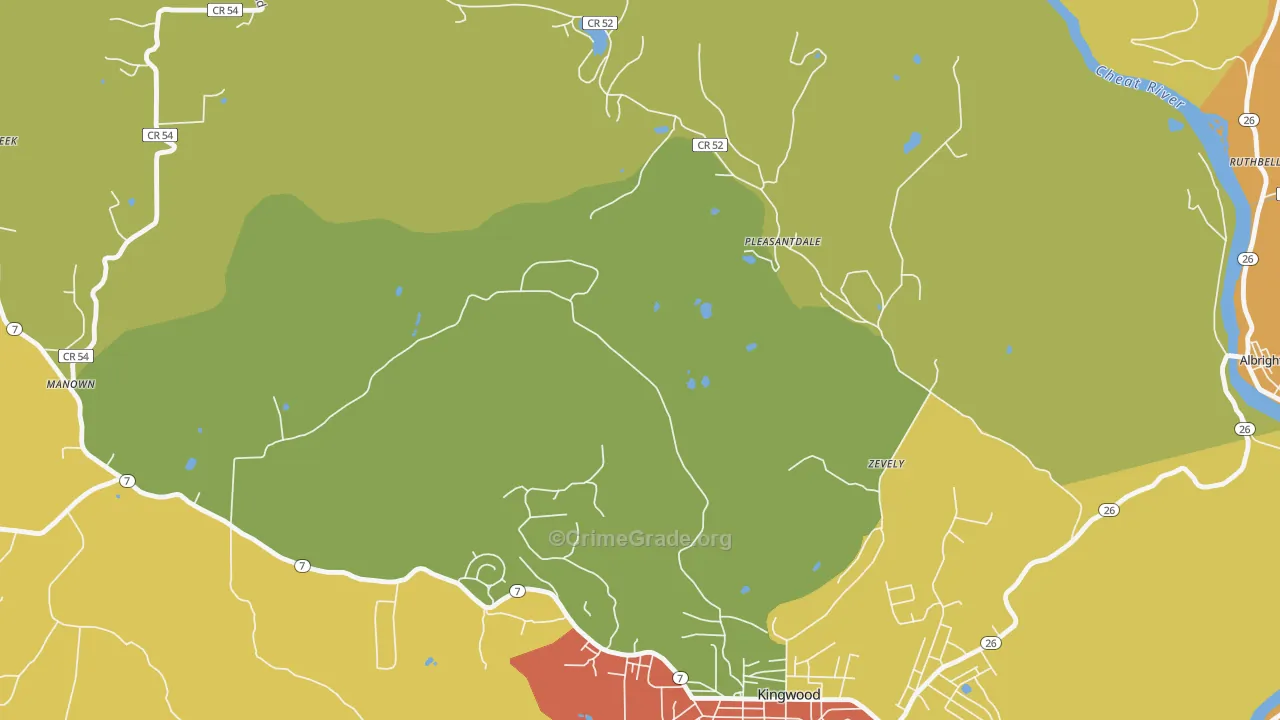 Zevely, WV Map of Murder Rates
