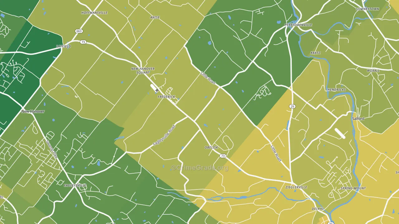 Zieglerville, PA Map of Murder Rates