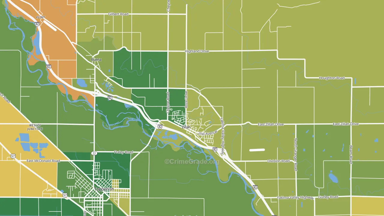 Zillah, WA Map of Murder Rates