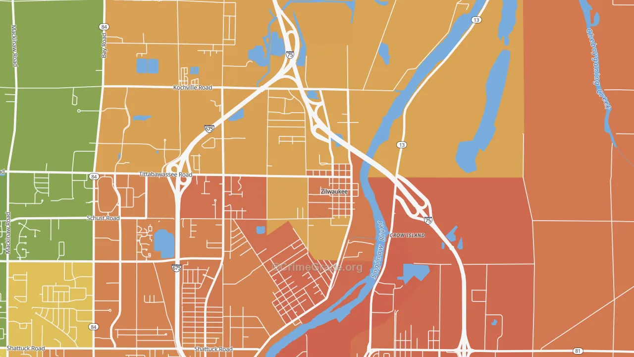 Zilwaukee, MI Map of Murder Rates
