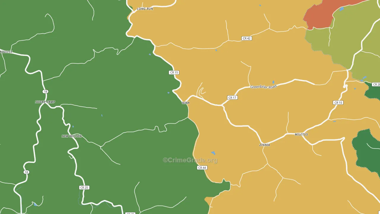 Zinnia, WV Map of Murder Rates