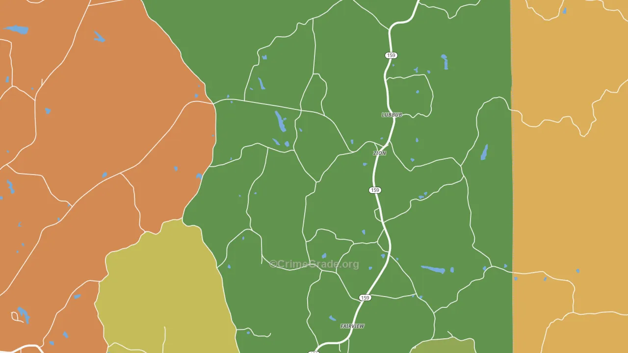 Zion, AL Map of Murder Rates