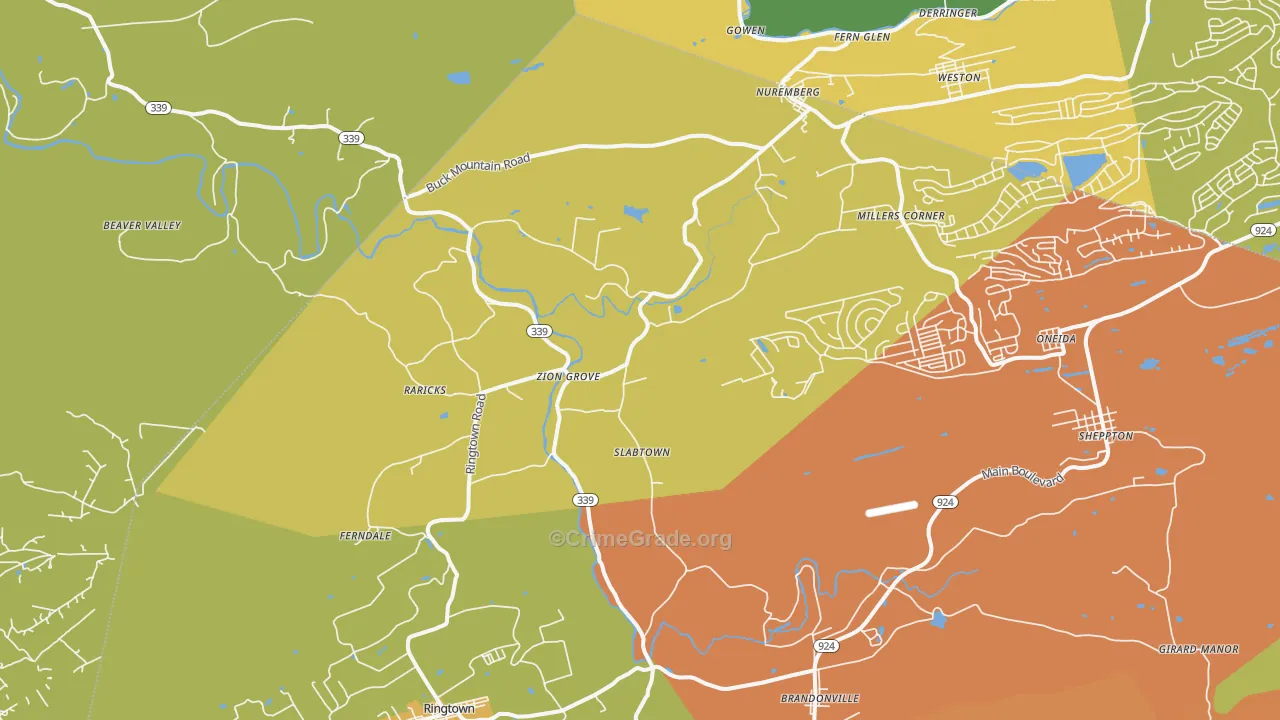 Zion Grove, PA Map of Murder Rates