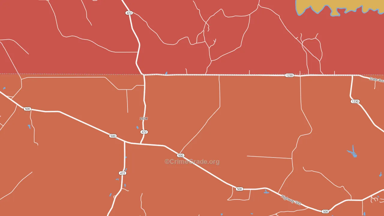 Zion, LA Map of Murder Rates