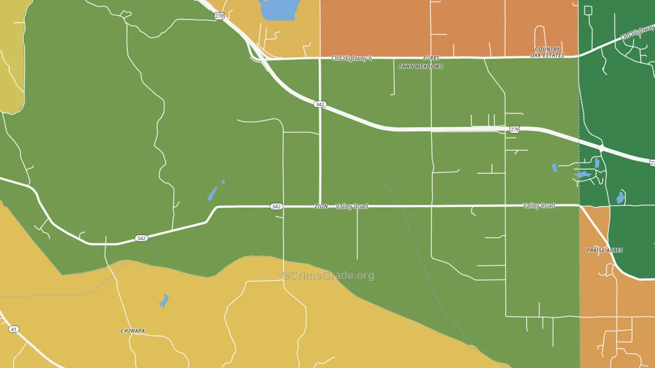 Zion, MS Map of Murder Rates