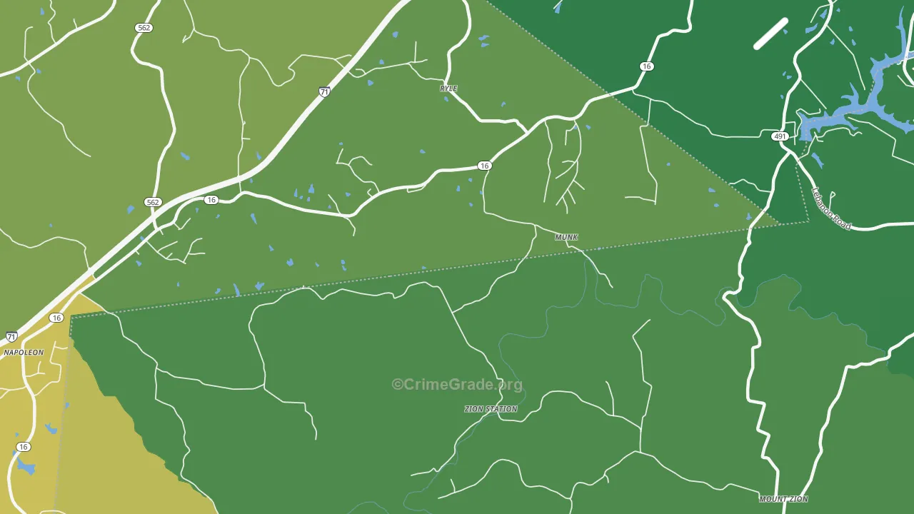 Zion Station, KY Map of Murder Rates