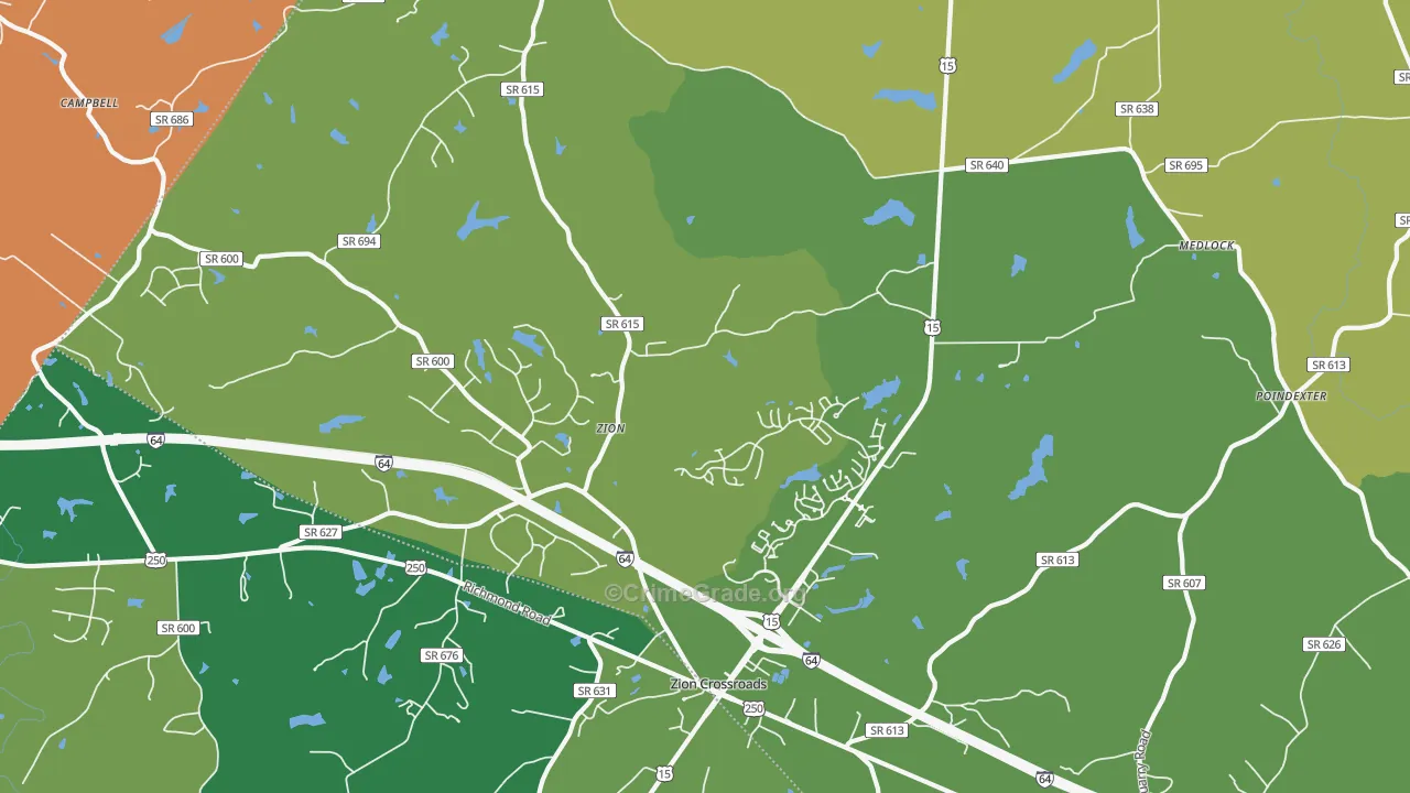 Zion, VA Map of Murder Rates