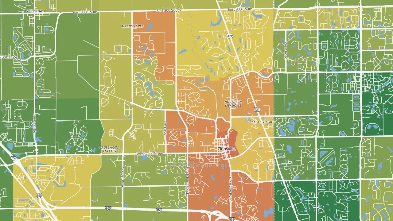 Zionsville, IN Map of Murder Rates