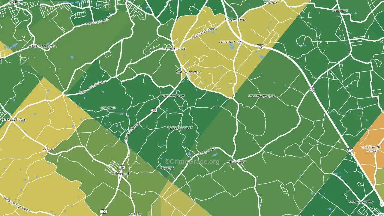 Zionsville, PA Map of Murder Rates
