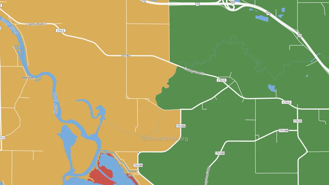 Zittau, WI Map of Murder Rates