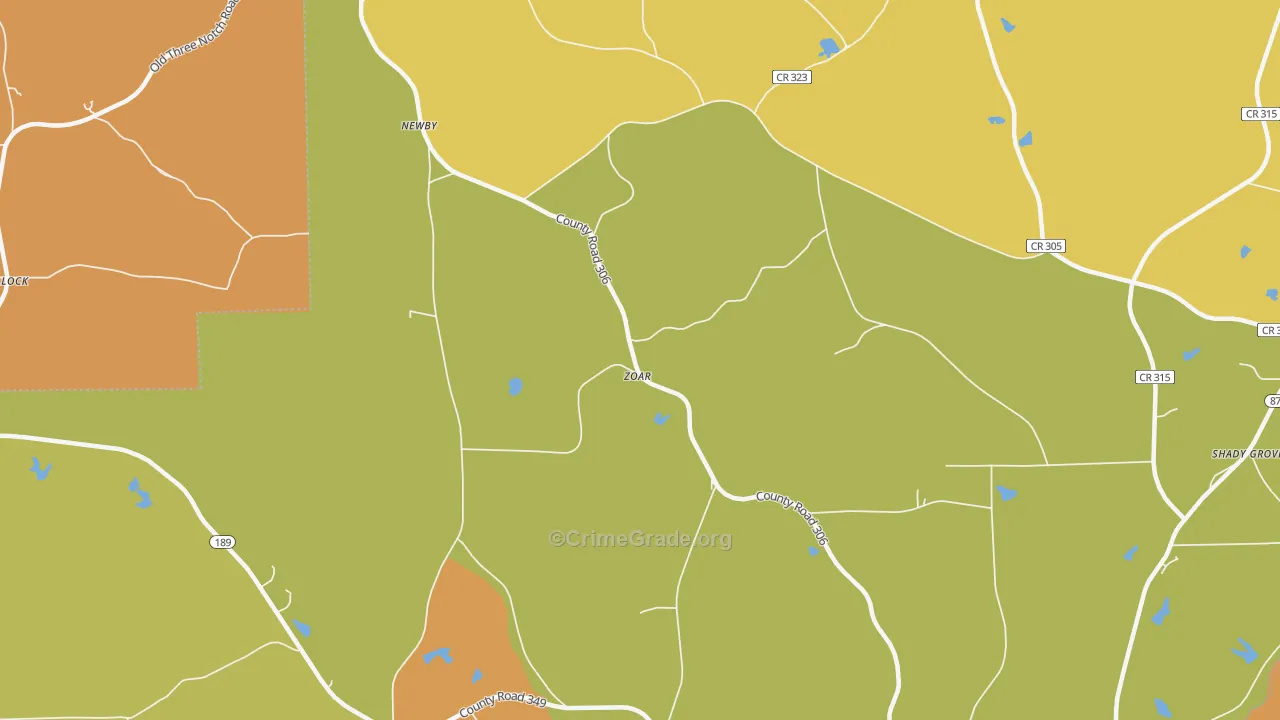 Zoar, AL Map of Murder Rates