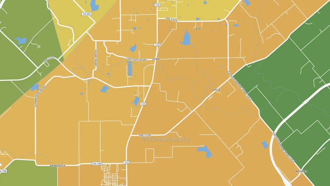 Zorn, TX Map of Murder Rates