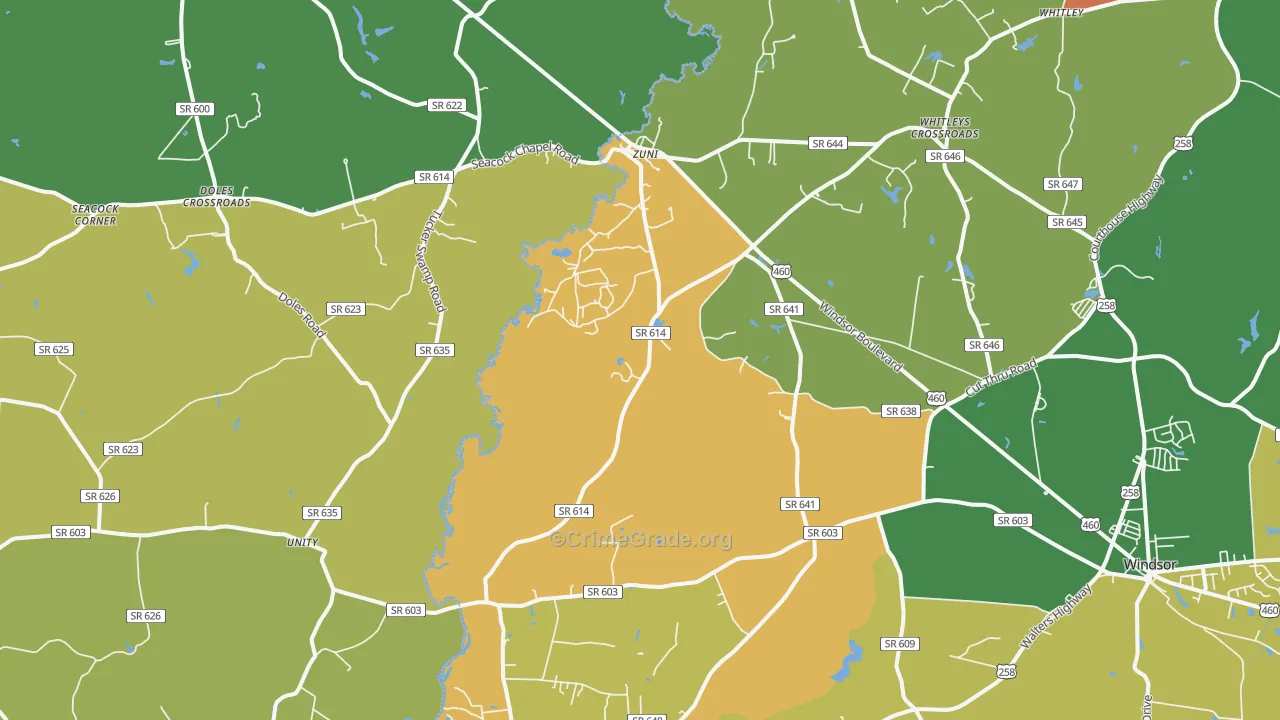 Zuni, VA Map of Murder Rates