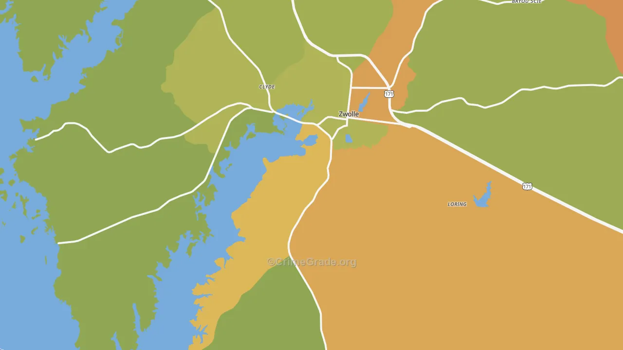 Zwolle, LA Map of Murder Rates