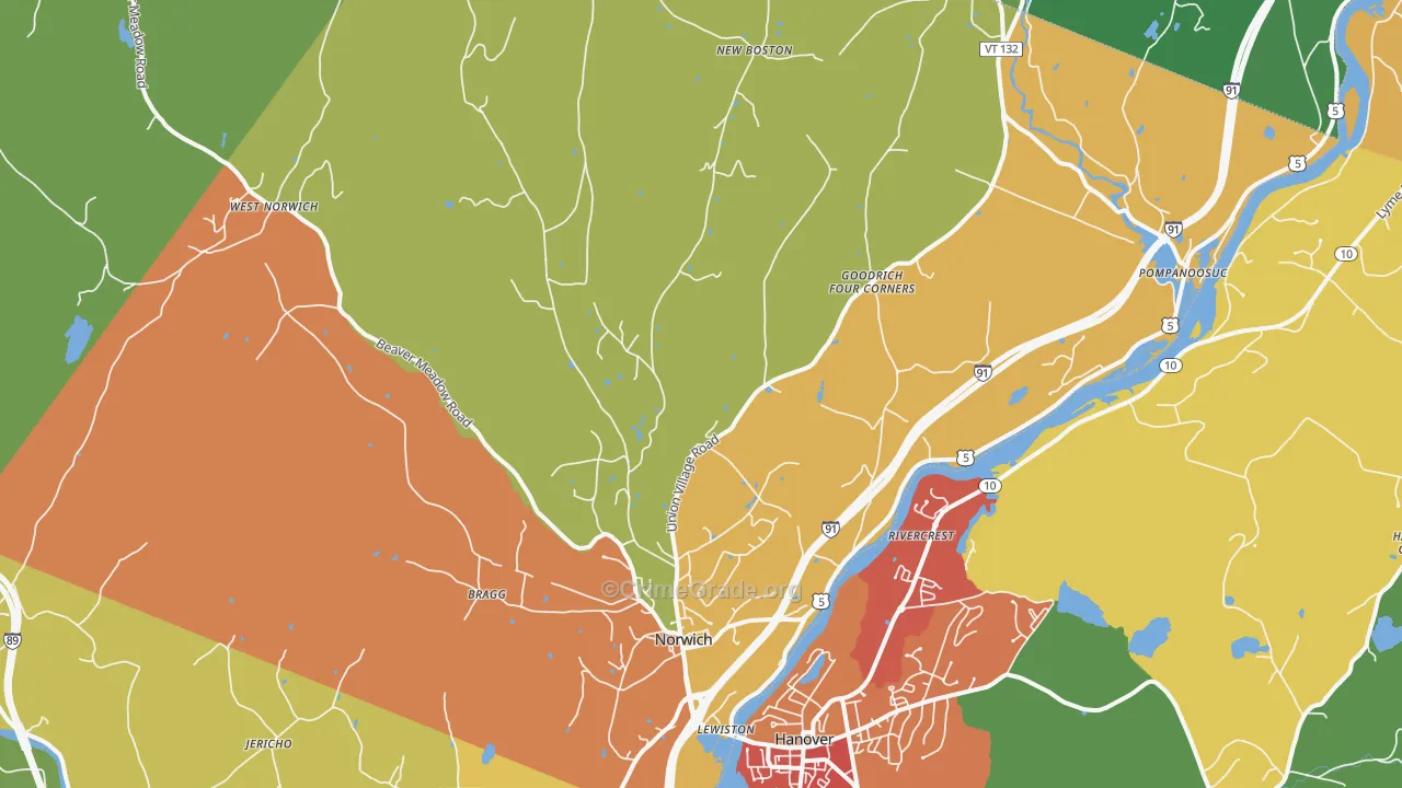 05055, VT Map of Property Crime Rates