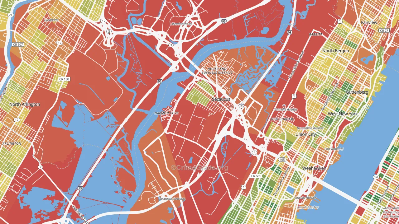 07094, NJ Map of Property Crime Rates