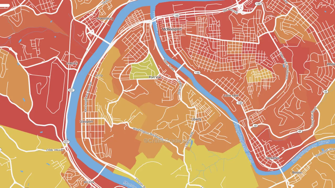 15133, PA Map of Property Crime Rates