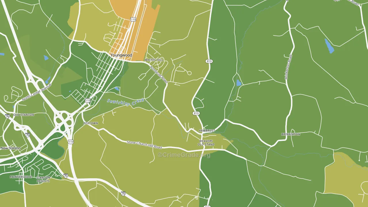 15616, PA Map of Property Crime Rates